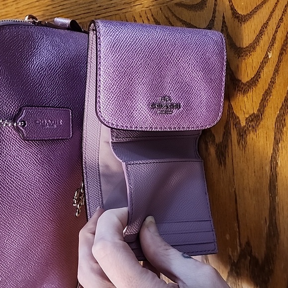 Coach Mini Sierra Silver Metallic Lilac Purse and Wallet Set - Picture 11 of 12